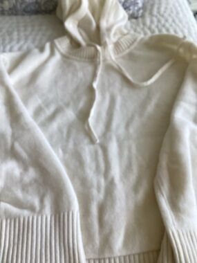 Women's Cream Hooded Crewneck Sweater